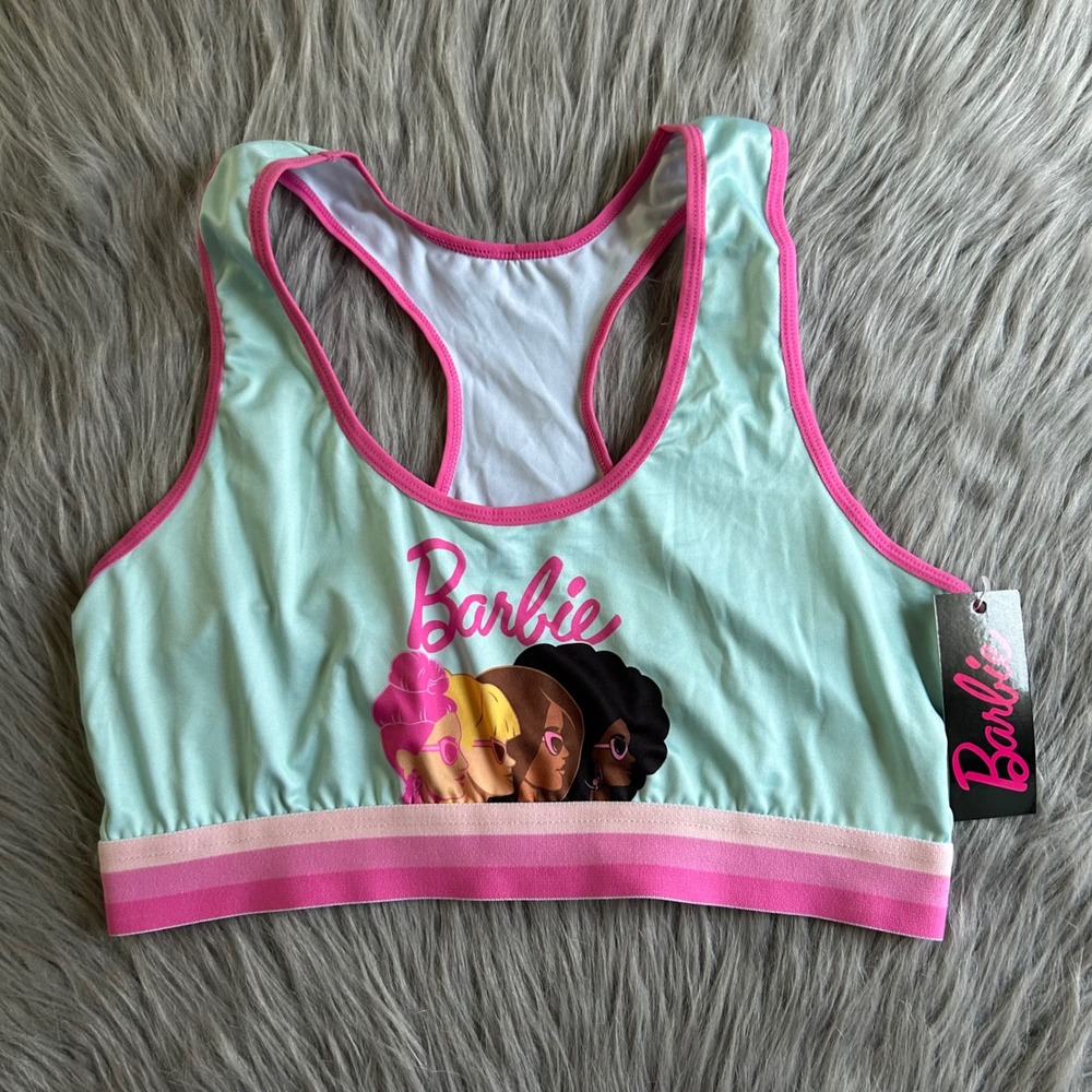 Barbie Wireless Sports Bra Womens Size XL Blue Racerback Wirefree Unpadded